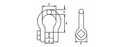 Specifications of Bow Shackle Stainless Steel Square Head Pin