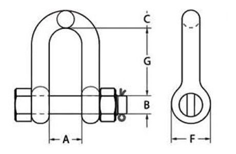 Specifications of AS2741 Grade S Dee Shackle with Safety Pin & Nut
