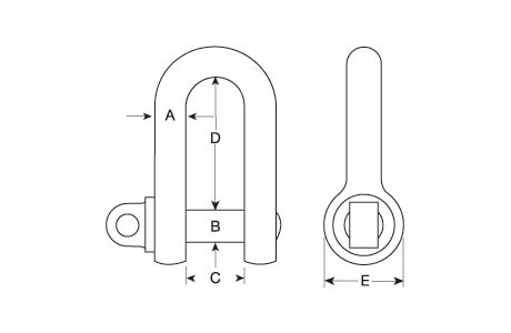 Specifications of B.S.3032 Large Dee Shackle with Screw Collar Pin