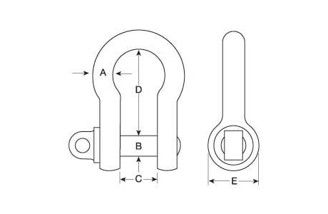 Specifications of B.S.3032 Small Bow Shackle with Screw Collar Pin