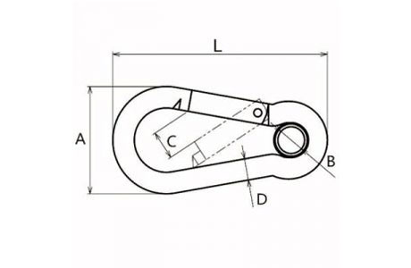 Specifications of Carbine Hook, Snap Hook w/Eyelet, DIN5299 Form A