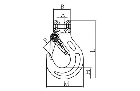 Specifications of G100 Clevis Sling Hook with Safety Latch