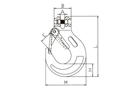 Specifications of G80 Clevis Sling Hook with Latch(Oval Groove)
