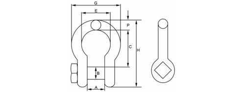 Specifications of Bow Shackle Square Head Pin High Tensile