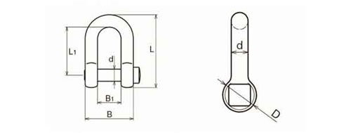 Specifications of Dee Shackle Chain Shackle Square Head Pin Self-colored