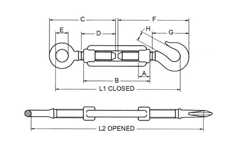 Specifications of Italy Type Turnbuckle Eye and Hook