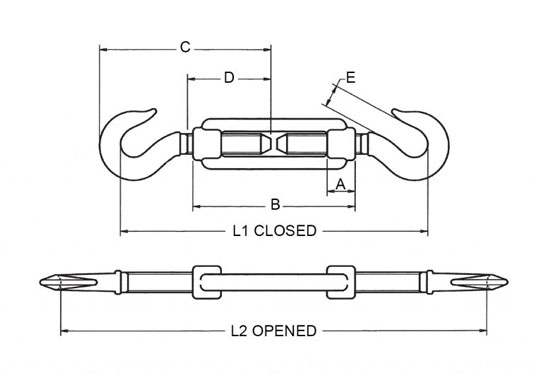 Specifications of Italy Type Turnbuckle Hook and Hook