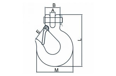 Specifications of Clevis Slip Hook with Latch Grade 43 High Test