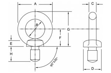 Specifications of JIS 1168 Eye Bolt Forged Galvanized Carbon Steel