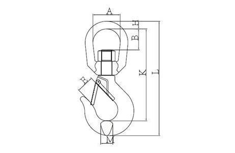 Specifications of Swivel Lifting Hook with Latch Grade 70