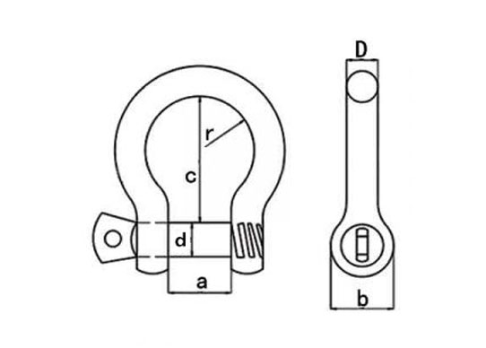 Specifications of Commercial Bow Shackle with Screw Pin