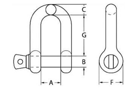Specifications of Grade S Dee Shackle with Screw Pin AS2741