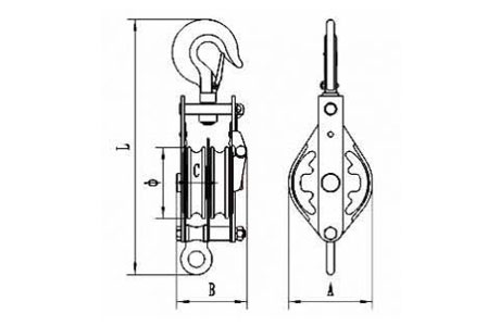 Specifications of Open Type Pulley Block Double Sheave With Hook 7112-China LG™