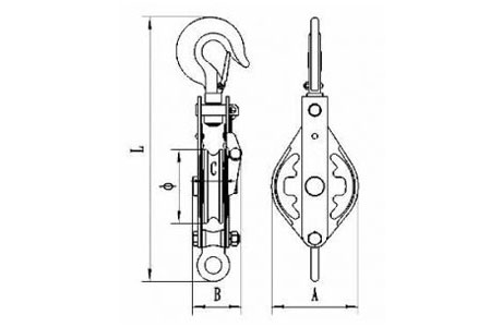 Specifications of Open Type Pulley Block Single Sheave With Hook 7111-China LG™