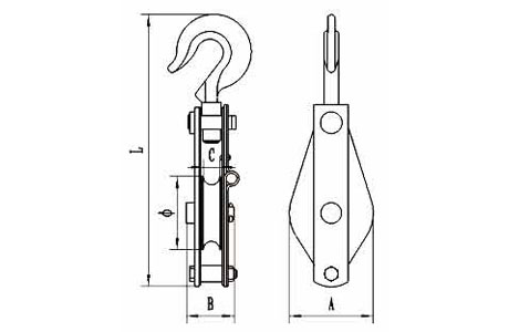 Specifications of Open Type Pulley Block Single Sheave With Hook 7311-China LG™