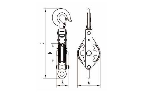 Specifications of Closed Type Pulley Block Single Sheave With Hook 7411-China LG™