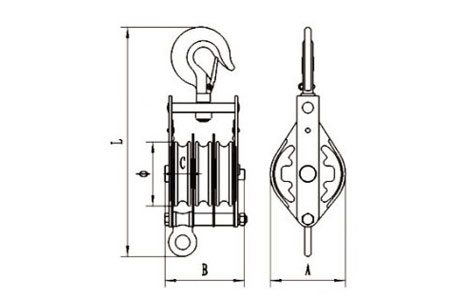 Specifications of Closed Type Pulley Block Triple Sheave With Hook 7413-China LG™