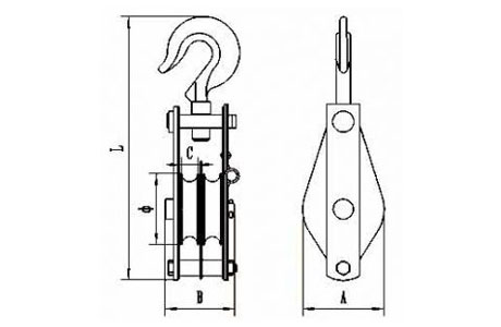Specifications of Open Type Pulley Block Double Sheave With Hook 7312-China LG™