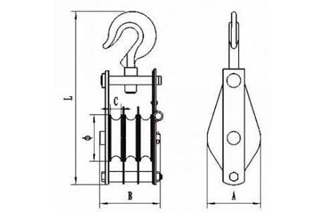 Specifications of Open Type Pulley Block Triple Sheave With Hook 7313-China LG™