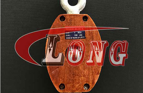 Manila Wooden Shell Snatch Block with Hook, Self Locking