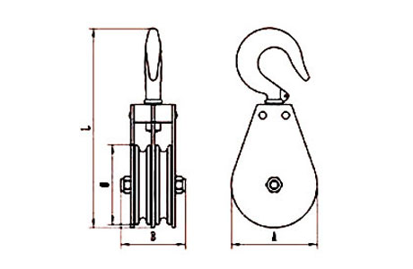 Specifications of Swivel Hook Flat Double Sheave Block-China LG™