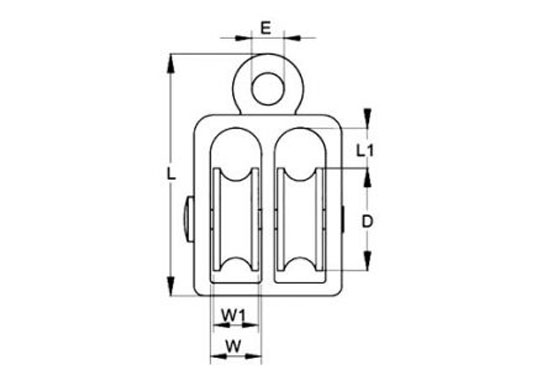 Specifications of Die Cast Awning Pulleys Fixed Eye Double Sheaves