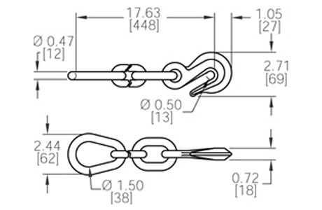 Specifications of Grab Hook w/ 18'' Chain Anchor Pear Ring