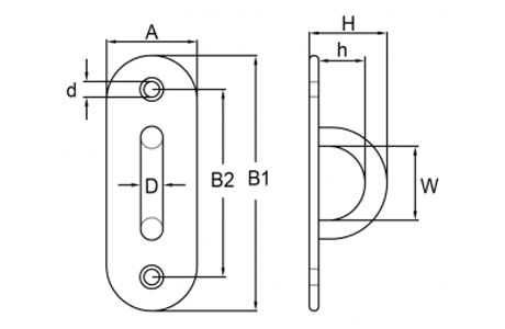 Specifications of Stainless Steel Oblong Pad Eye, Oblong Eye Plate