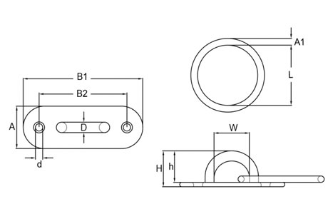 Specifications of Stainless Steel Oblong Pad Eye Plate with Ring