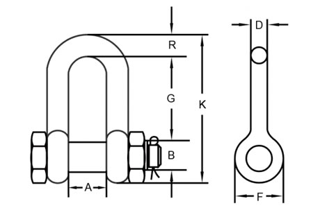 Specifications of Forged D Shackle Oversized Bolt Type Pin Stainless Steel G-2150