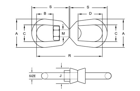 Specifications of Regular Swivel G-402 Galvanized Eye & Eye