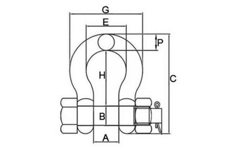 Specifications of Stainless Steel Drop Forged Bow Shackle Oversized Bolt Type Pin