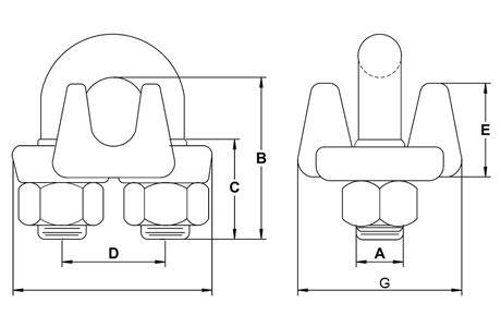 Specifications of Stainless Steel Wire Rope Clip SS-450 US Type