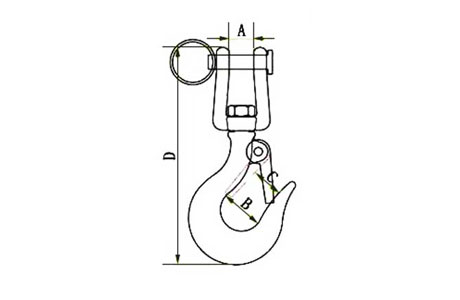 Specifications of Clevis Swivel Hook with Latch Stainless Steel