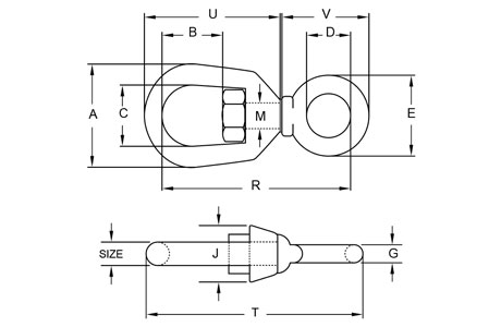 Specifications of Stainless Steel G-401 Chain Swivel