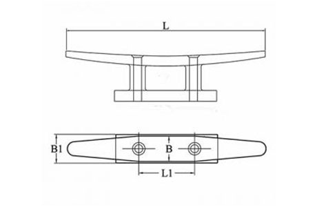 Specifications of Boat Cleat 2-Hole Low Flat Stainless Steel Type 2A