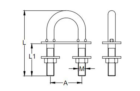 Specifications of Stainless Steel U Bolt SPWN Type with Plates & Nuts