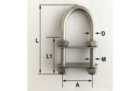 Specifications of U Bolt Stainless Steel PNN Type with Nylon Lock Nut
