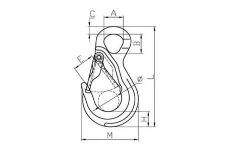 Specifications of G100 French Type Eye Sling Hook with Forged Latch