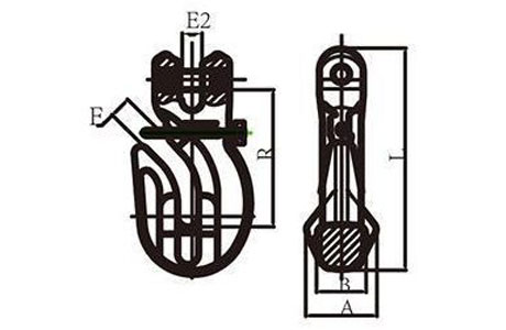 Specifications of G100 Special Clevis Grab Hook with Safety Pin