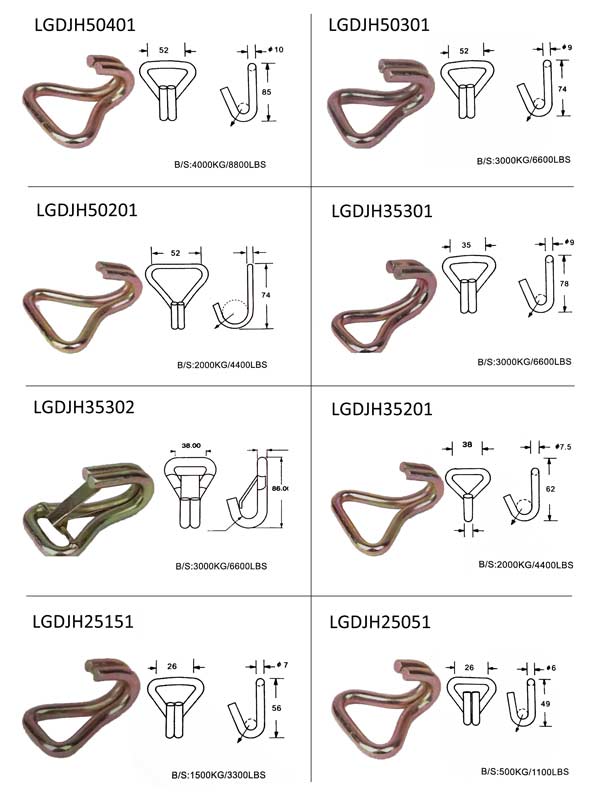 Ratchet Tie Down And Tie Down Hooks Double J Hook