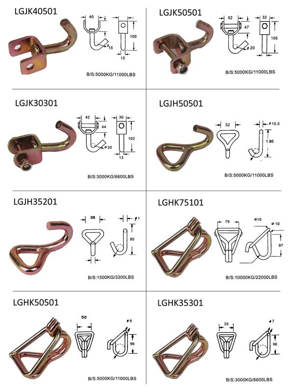 Ratchet Tie Down And Tie Down Hooks Flat Hook