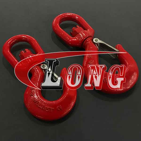 hoist hook swivel type grade 80 with latch for fishing trawling net