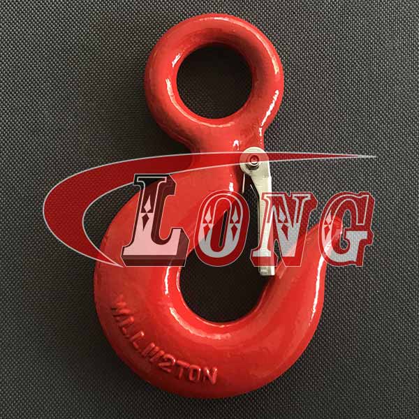 Eye Hoist Hook with Latch Carbon Steel Grade 43