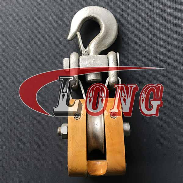 Wooden Shell Snatch Block With Self-Locking Hook-LG RIGGING®