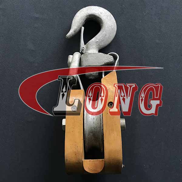 Wooden Shell Snatch Block With Hook-LG RIGGING®
