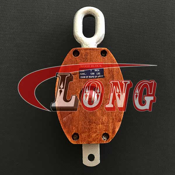 JIS Wood Pulley Single Sheave With Oval Eye-LG RIGGING®
