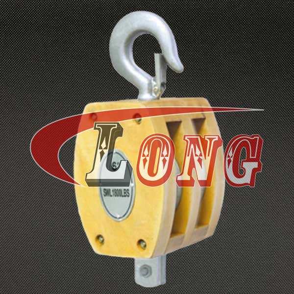 JIS Wooden Pulley Double Sheave With Hook-LG RIGGING®