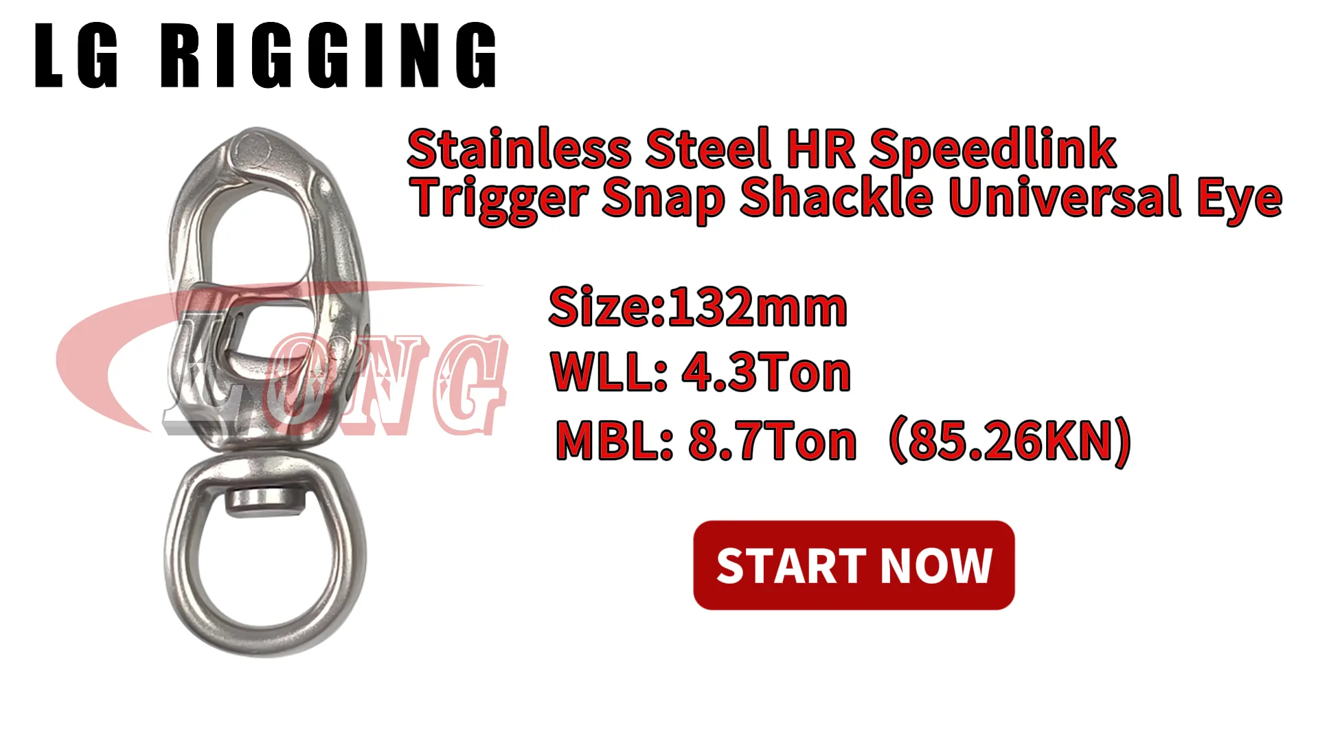 LGRIG® Break Test 132mm Stainless Steel Speedlink HR Trigger Snap Shackle Universal Eye