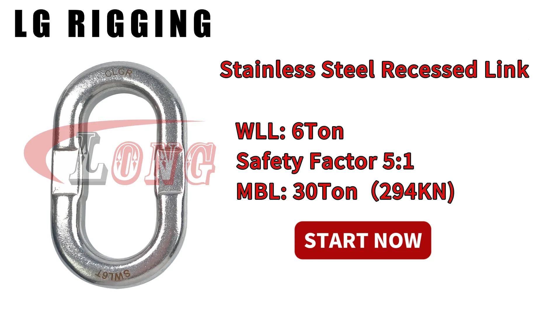 LGRIG® Break Test 6Ton Stainless Steel Recessed Link